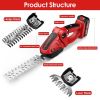 24V Cordless Handheld Grass Shear Hedge Trimmer with 90¬∞ Cutting Angle 2Pcs Replaceable Blades