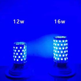 Led Color Bald Strong Color Light Corn Lamp E27E14 Screw Mouth Red Blue Green Pink Light Bulb (Option: Blue-12W E27)