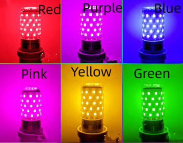 Led Color Bald Strong Color Light Corn Lamp E27E14 Screw Mouth Red Blue Green Pink Light Bulb (Option: Purple-16W E27)