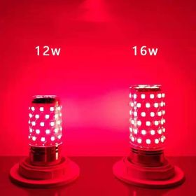 Led Color Bald Strong Color Light Corn Lamp E27E14 Screw Mouth Red Blue Green Pink Light Bulb (Option: Red-12W E27)