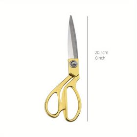 One Pair Of Golden Fabric Scissors Stainless Steel Sharp Tailor Scissors Clothing Scissors Professional Heavy Duty Dressmaking Shears Sewing Tailor (size: 8in)