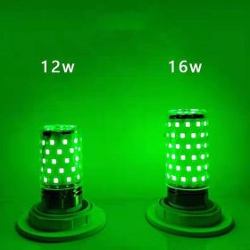 Led Color Bald Strong Color Light Corn Lamp E27E14 Screw Mouth Red Blue Green Pink Light Bulb (Option: Green-16W E27)